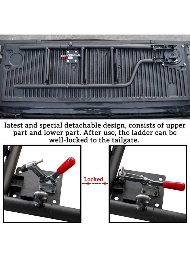 POKIAUTO Universal Foldable and 360° Rotatable Tailgate Ladder for Pickup Truck, Quick Use, Heavy Duty 42" Folding Tailgate Step Ladder with Lock Device Fit for Pickup Truck Accessories - Image 3