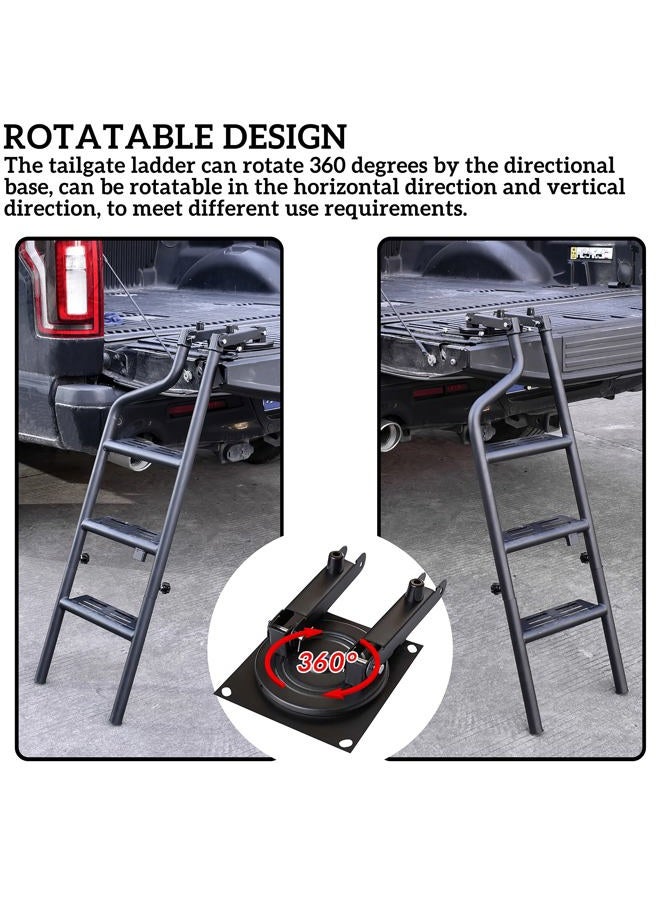 POKIAUTO Universal Foldable and 360° Rotatable Tailgate Ladder for Pickup Truck, Quick Use, Heavy Duty 42" Folding Tailgate Step Ladder with Lock Device Fit for Pickup Truck Accessories - Image 2