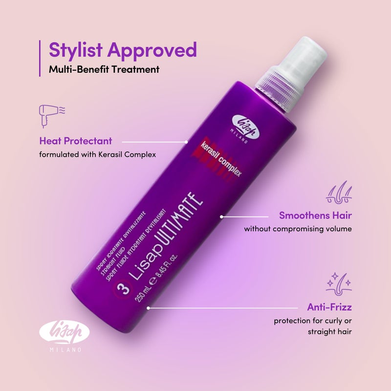 Lisap Heat Protectant for Hair, Ultimate Straight Fluid Hair Spray, Anti Frizz Hair Products, Thermal Protection Hydrating, Strengthening, Straightening & Styling Spray, For All Hair Types, 8.45 fl oz - Image 4