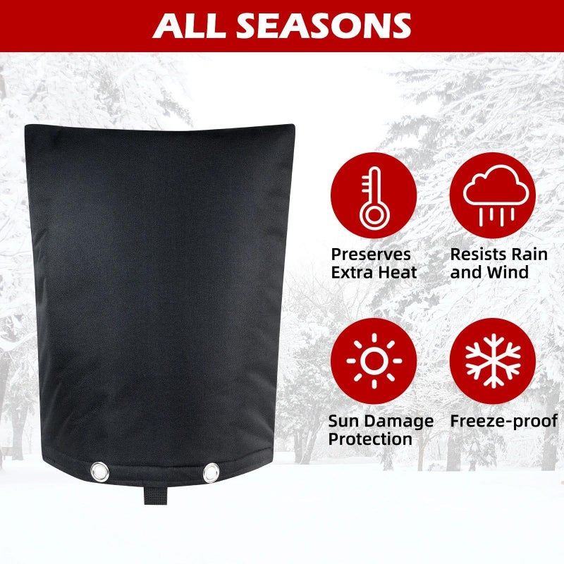 bruwaa Backflow Preventer Cover Insulated 16" x 20", Winter Freeze Protection Pipe Insulation Cover, Waterproof 600D Oxford Sprinkler Valve Cover with Bonus Zip Ties, Black Pouch - Image 5