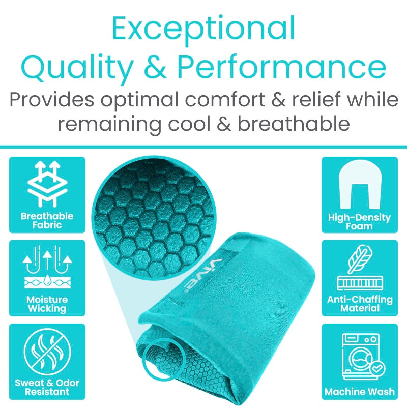 Vive Walker Handle Cushions - Padded Hand Covers - Soft Padding Medical Accessories for Folding Rolling Wheelchair, Rollator Handle, Senior, Elderly Grippers - Foam Crutch Pads Grips - Mobility Aid (Teal) - Image 4