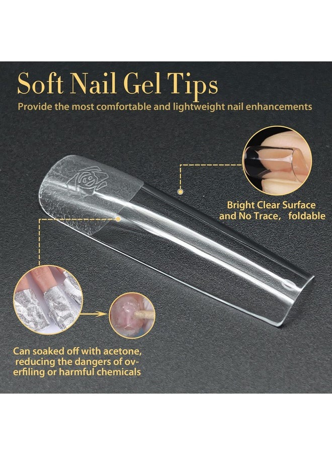 UNA GELLA UNA GELLA Extra Long Tapered Sqaure Nail Tips, Pre-buffed 240Pcs Square Gel Tips No C Curve XXL Long Square Gel Nail Tips Full Cover Straight Nail Tips for Nails Extension Home DIY Salon 12 Sizes  - Image 3