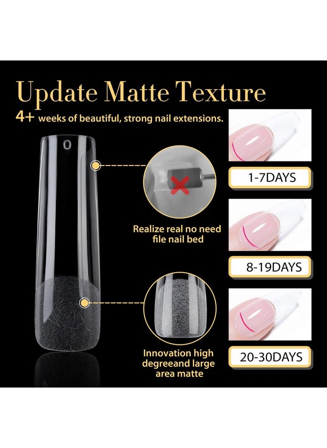 UNA GELLA UNA GELLA Extra Long Tapered Sqaure Nail Tips, Pre-buffed 240Pcs Square Gel Tips No C Curve XXL Long Square Gel Nail Tips Full Cover Straight Nail Tips for Nails Extension Home DIY Salon 12 Sizes  - Image 4