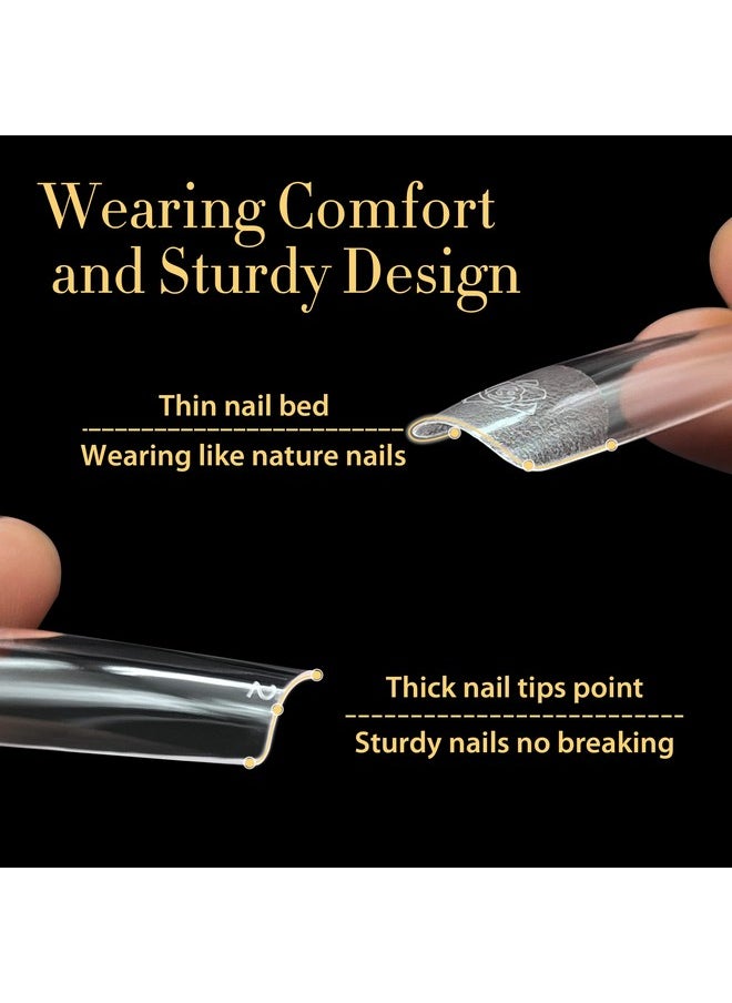 UNA GELLA UNA GELLA Extra Long Tapered Sqaure Nail Tips, Pre-buffed 240Pcs Square Gel Tips No C Curve XXL Long Square Gel Nail Tips Full Cover Straight Nail Tips for Nails Extension Home DIY Salon 12 Sizes  - Image 5