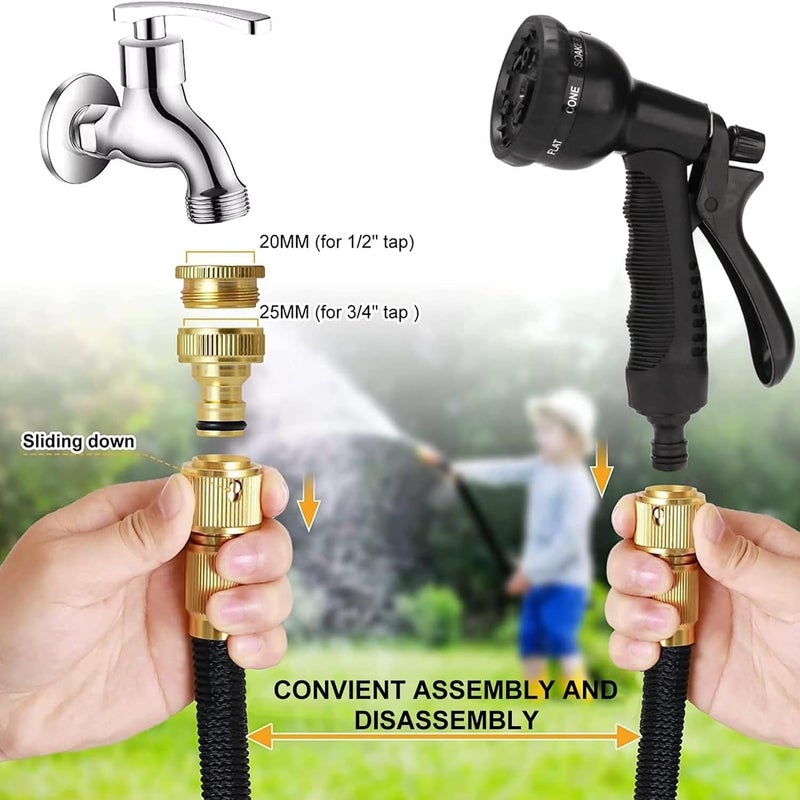 AOHRYME 100ft Garden Hose, Expandable Water Hose, Flexible No-Kink Water Pipe With 8 Function Hose Spray Nozzle, Solid Brass Connector, Holder & Storage Bag for Watering and Washing (100ft) - Image 3