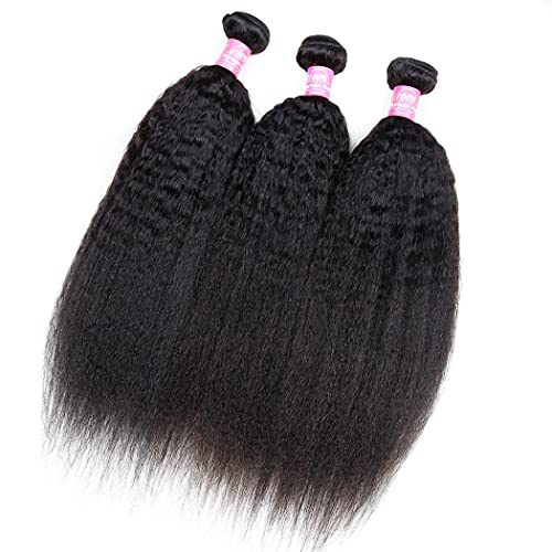 Odir Kinky Straight Bundles Human Hair 18 20 22 Inch Unprocessed 9A Brazilian Yaki Straight Virgin Hair 3 Bundles Remy Hair Extensions Natural Color - Image 5