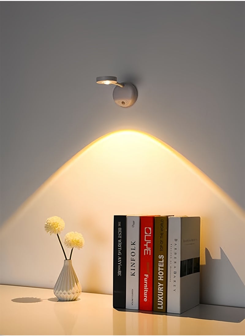 DAREU Spotlight Battery Operated, Motion Sensor Picture Light LED Cat-Eye Bulb Wall Sconce, Stick on Display Accent Lighting Dimmable 360° Rotation Rechargeable for Paintings (White, 1Pack)  - Image 1