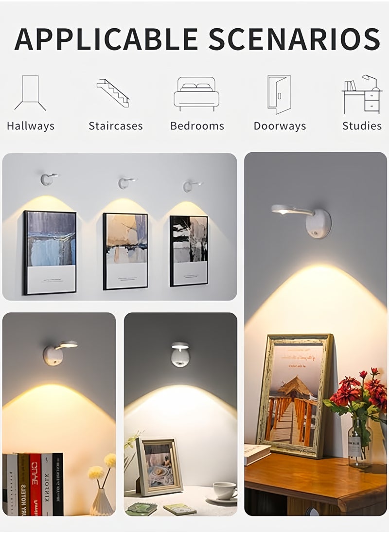 DAREU Spotlight Battery Operated, Motion Sensor Picture Light LED Cat-Eye Bulb Wall Sconce, Stick on Display Accent Lighting Dimmable 360° Rotation Rechargeable for Paintings (White, 1Pack)  - Image 2