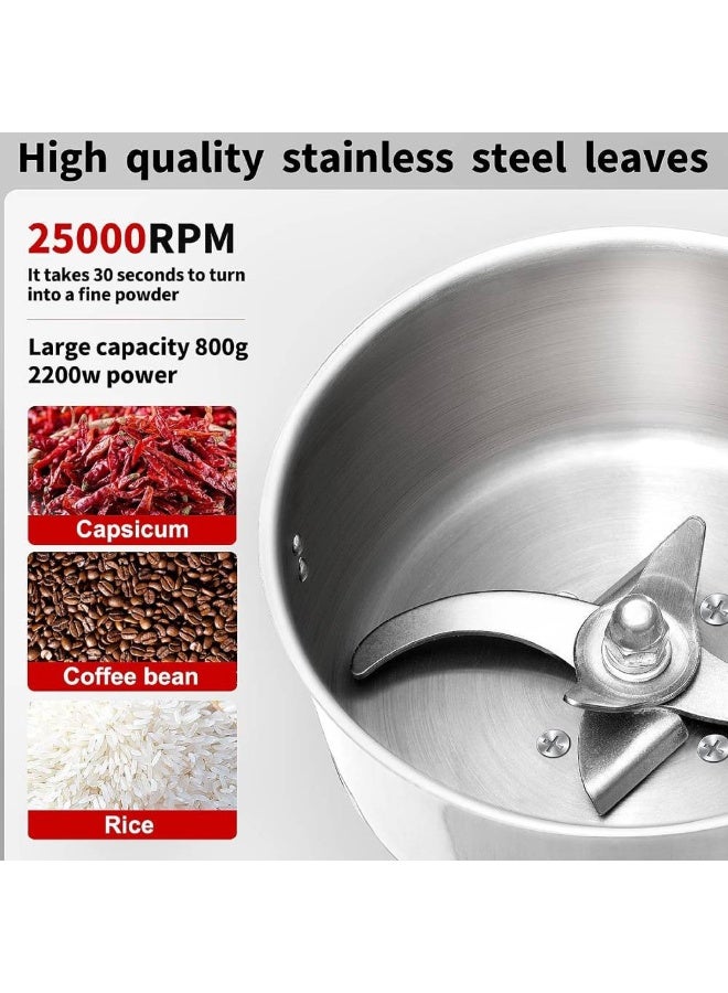 Electric Grain Grinder 800G - Multifunctional Stainless Steel Spice Mill, 25000 RPM Fast Superfine Shot Mill for Herbs, Grains, Spices, and Coffee - Image 3