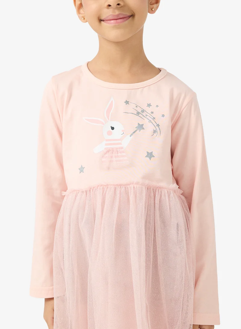 Pinata  Pink Printed Tulle Dress for Women | Best Price UAE