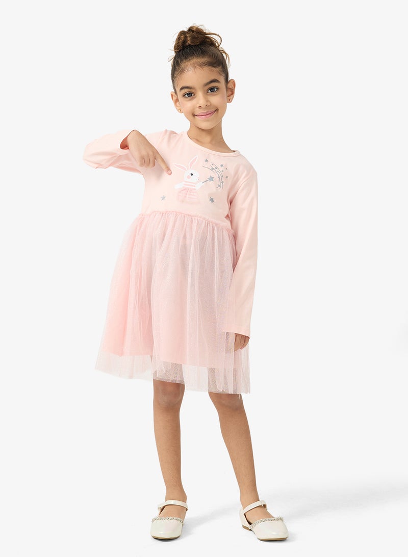 Pinata Pink Printed Tulle Dress - Image 1