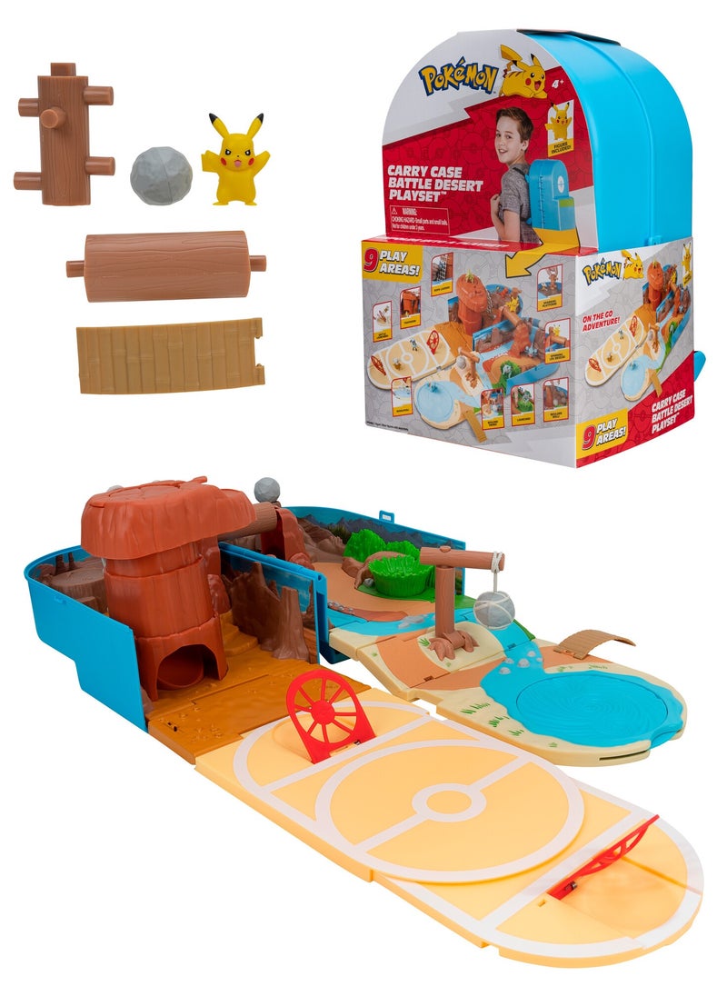 Pokemon Pokemon Carry Case Battle Desert Playset | Pokemon Battle Arena | Interactive Playset | Battle Figure | Collectible Figure | Gift for Boys and Kids  - Image 1