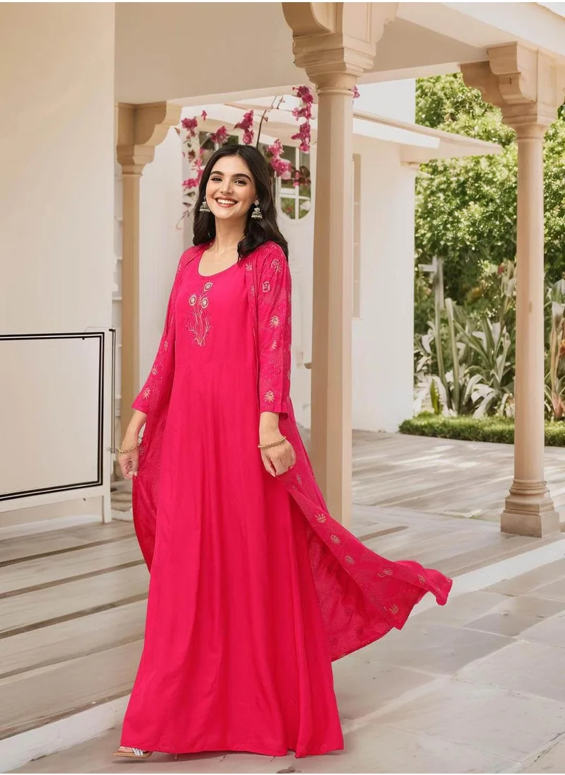 ISHIN Women Pink Cotton Kurta Sets 3pcs sets