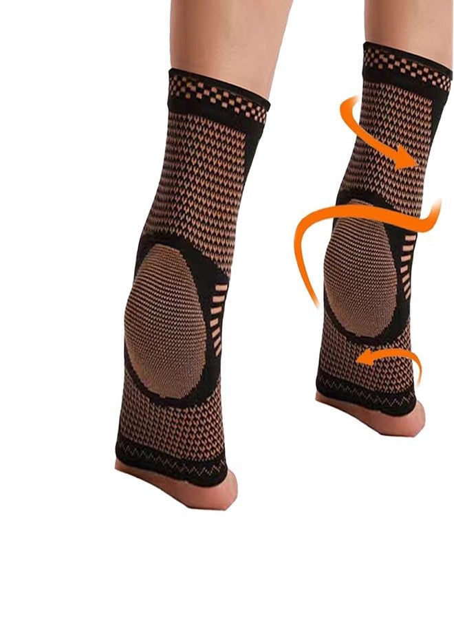 CMRCOYO Copper Compression Ankle Socks with Arch Support for Women & Men - Breathable Athletic Sleeve for Daily Wear & Sports(Black No added arch pad, Large) - Image 1