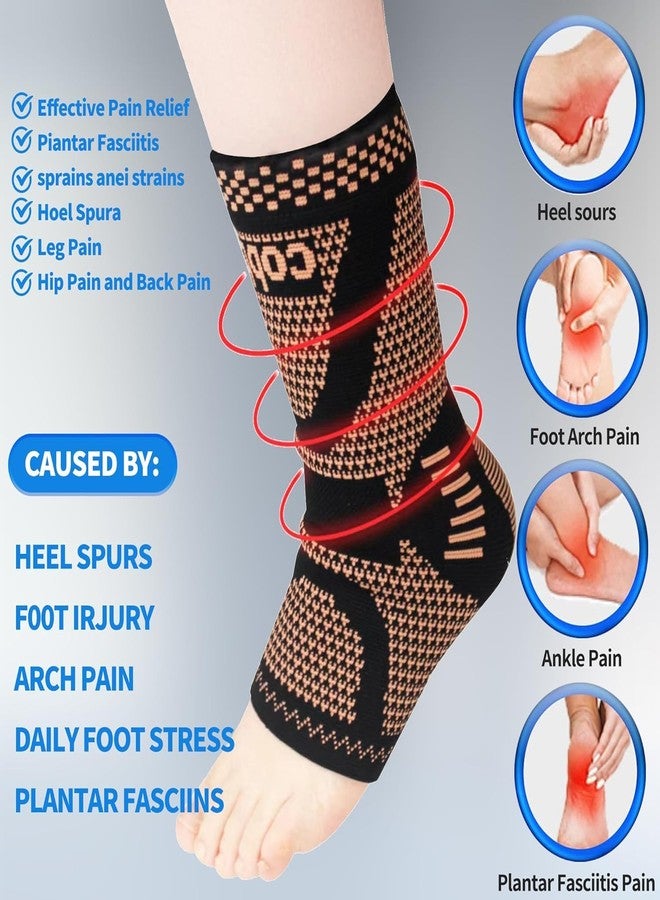 CMRCOYO Copper Compression Ankle Socks with Arch Support for Women & Men - Breathable Athletic Sleeve for Daily Wear & Sports(Black No added arch pad, Large) - Image 3