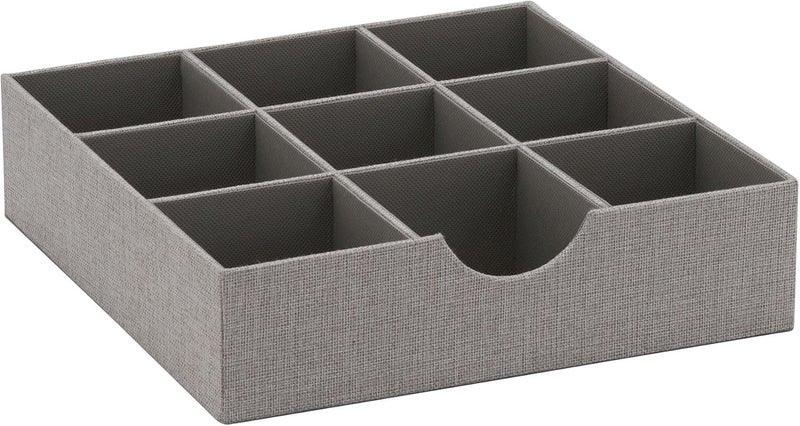 Household Essentials منظم أدراج رمادي 728-1 عميق 9 أقسام لصندوق التخزين 12 بوصة × 3.13 - Image 1