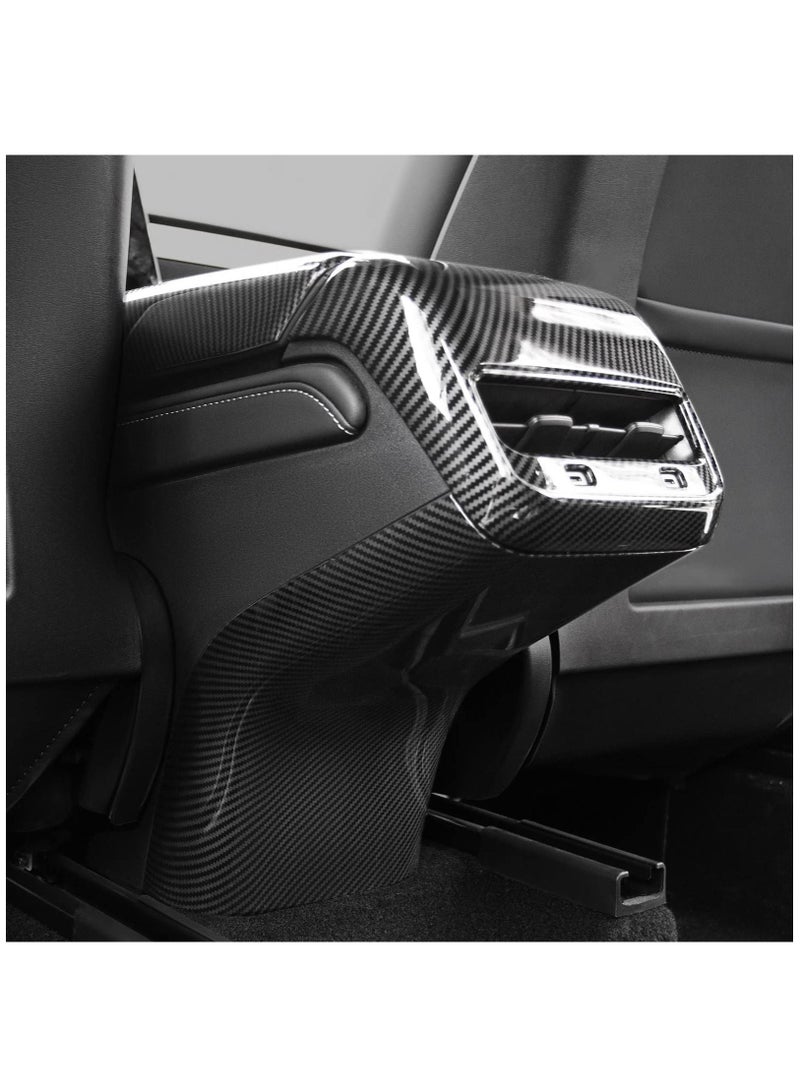 SYOSI Rear Air Condition Vent Cover for Tesla Model 3 Model Y, Glossy Carbon Fiber Pattern Trim Anti Kick Cover Protector for Tesla Model 3 / Y Accessories - Image 1