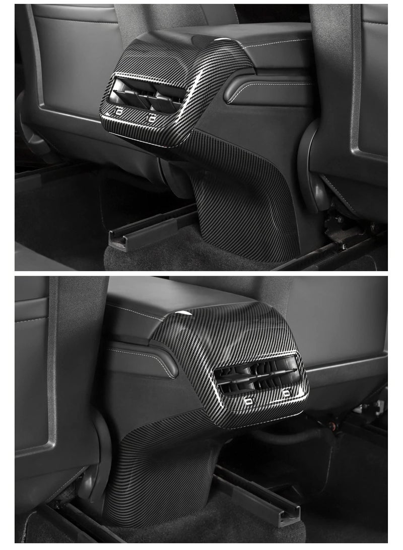 SYOSI Rear Air Condition Vent Cover for Tesla Model 3 Model Y, Glossy Carbon Fiber Pattern Trim Anti Kick Cover Protector for Tesla Model 3 / Y Accessories - Image 5
