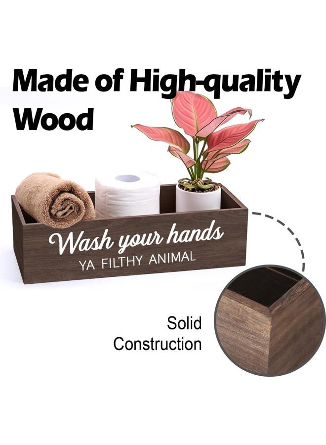 CuffUp Bathroom Decor Box, Toilet Paper Basket 2 Sides Signs Farmhouse Bathroom Toilet Basket Tank Topper Rustic Farmhouse Home Decor for Livingroom Kitchen（One Dark Brown Box） - Image 5