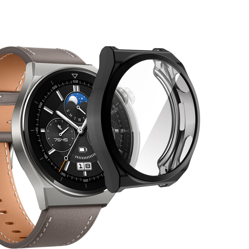 Beauenty All-Inclusive Anti-Drop Electroplating Cover with Screen Protector for Huawei Watch GT 3 Pro （46mm Black)