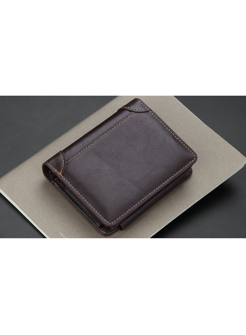 Captaintech RFID Blocking Bifold Wallet Soft Genuine Leather Brown Western  Secure and Durable Extra Capacity Billfold with 11 Credit Cards Flip Up - Image 2