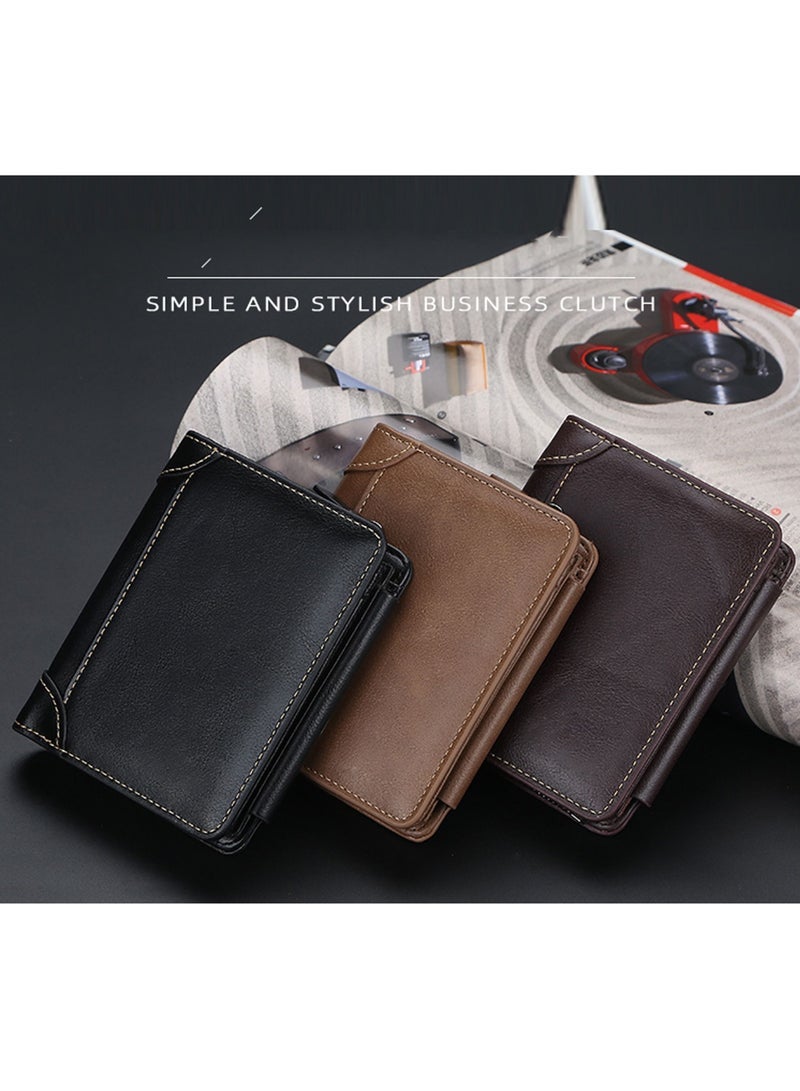 Captaintech RFID Blocking Bifold Wallet Soft Genuine Leather Brown Western  Secure and Durable Extra Capacity Billfold with 11 Credit Cards Flip Up - Image 3