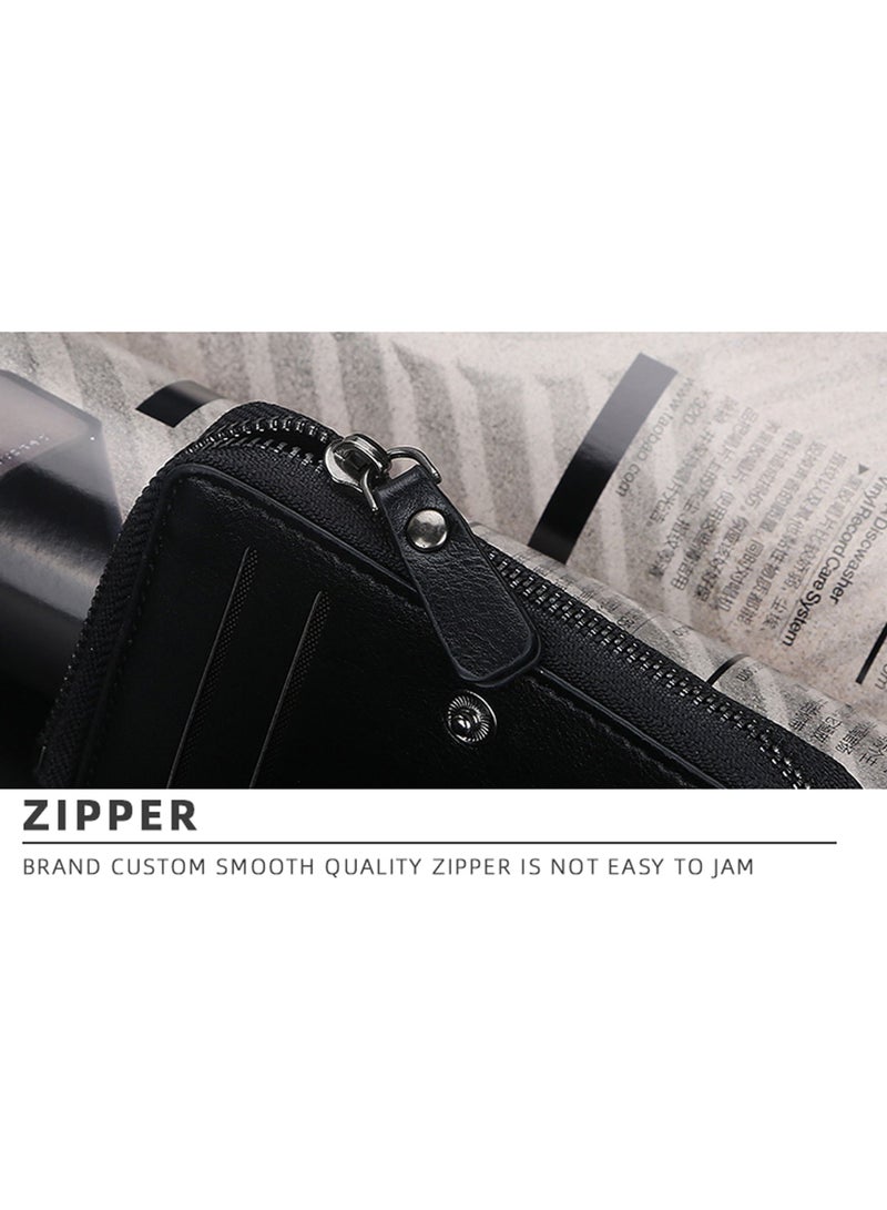 Captaintech RFID Blocking Bifold Wallet Soft Genuine Leather Brown Western  Secure and Durable Extra Capacity Billfold with 11 Credit Cards Flip Up - Image 4