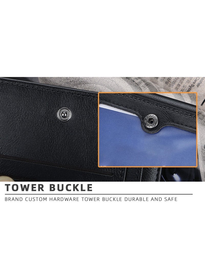 Captaintech RFID Blocking Bifold Wallet Soft Genuine Leather Brown Western  Secure and Durable Extra Capacity Billfold with 11 Credit Cards Flip Up - Image 5