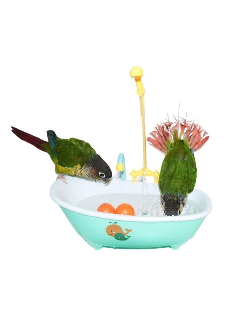Automatic Bird Bathtub Pool with Fountain for Parakeets and Canaries Indoor Shower Bathing Tub and Bird Feeder Toys - Image 1