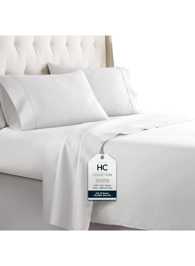 HC COLLECTION Hotel Luxury Bed Sheets Set- 1800 Series Platinum -Deep Pocket,Wrinkle & Fade Resistant (King,White) - Image 1