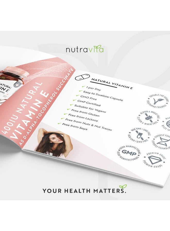 Nutravita Nutravita Vitamin E 400IU D-Alpha Tocopherol – 100% Natural Vitamin E – 30 Vegan Capsules - Image 4