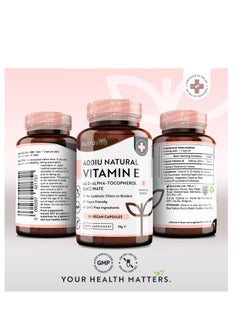 Nutravita Vitamin E 400IU D-Alpha Tocopherol 100% Natural Vitamin E 30 vegan Capsules  - Image 3