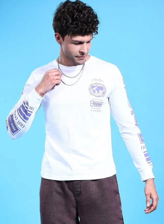The Indian Garage Co Men White Graphic Print Streetwear T-Shirt