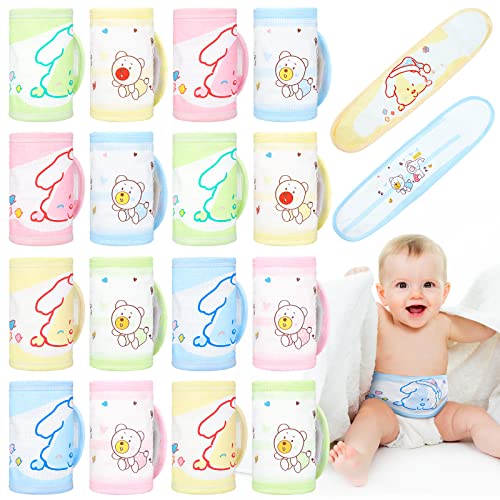 Seematn 16 Pcs Cotton Newborn Infant Belly Wrap Baby Infant Umbilical Cord Belly Bands Cartoon Soft Baby Abdomen Bands Newborn Navel Belt for Protection Abdomen Boy Girl Gifts 0-12 Months, 2 Styles - Image 1