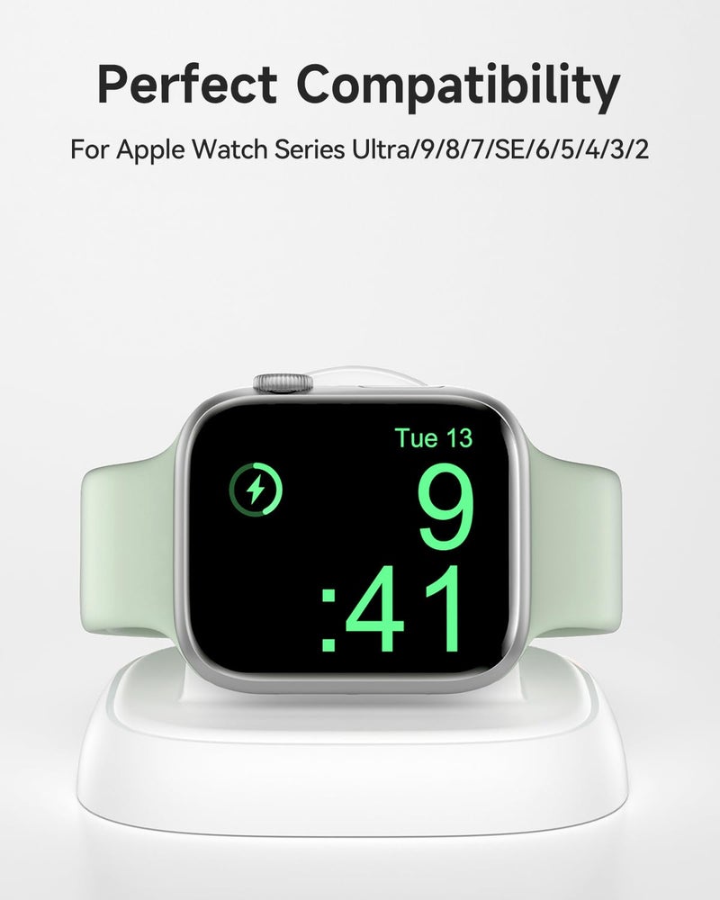 NEWDERY Charger Stand for Apple Watch, Portable Watch Charger for iWatch with USB C Cable,Fast Charging,Wireless Charging Station for iWatch Series 10/9/8/7/6/Ultra/5/3/2/SE, White - Image 4