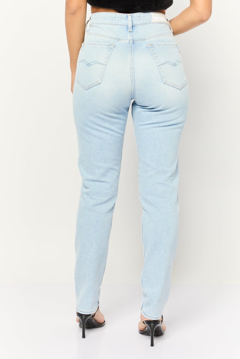 Replay Women Slim Fit Wash Stretchable Denim, Light Blue - Image 2