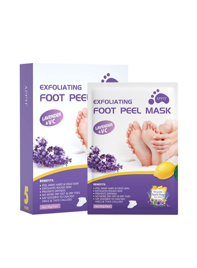APPTI Lavender & VC Exfoliating Foot Peel Mask, Moisturizing Foot Mask Remove Dead Skin & Calluses, Prevent Cracked Heels for Foot Care - Image 1