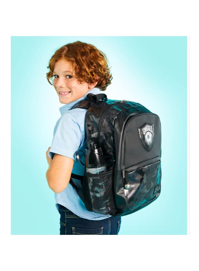 Smiggle Boys Dark Football Camo School Backpack Large Capacity Lightweight Waterproof Kids Backpack with Bottle Side Pocket - Image 2