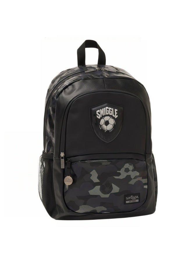 Smiggle Boys Dark Football Camo School Backpack Large Capacity Lightweight Waterproof Kids Backpack with Bottle Side Pocket - Image 1