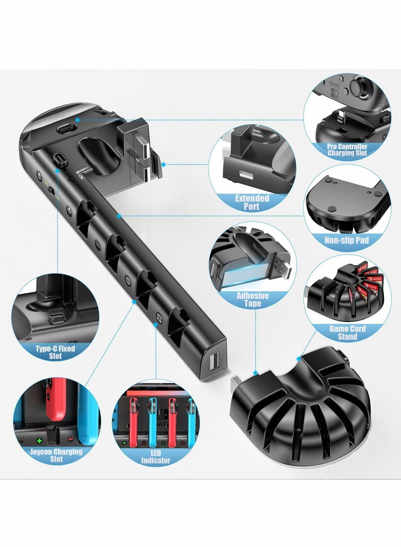 Y&D Controller Charger for Switch Original and OLED Model, Charging Dock Station Joy-con Pro Controller, Stand with 4 Slots Detachable 8 Game  - Image 2