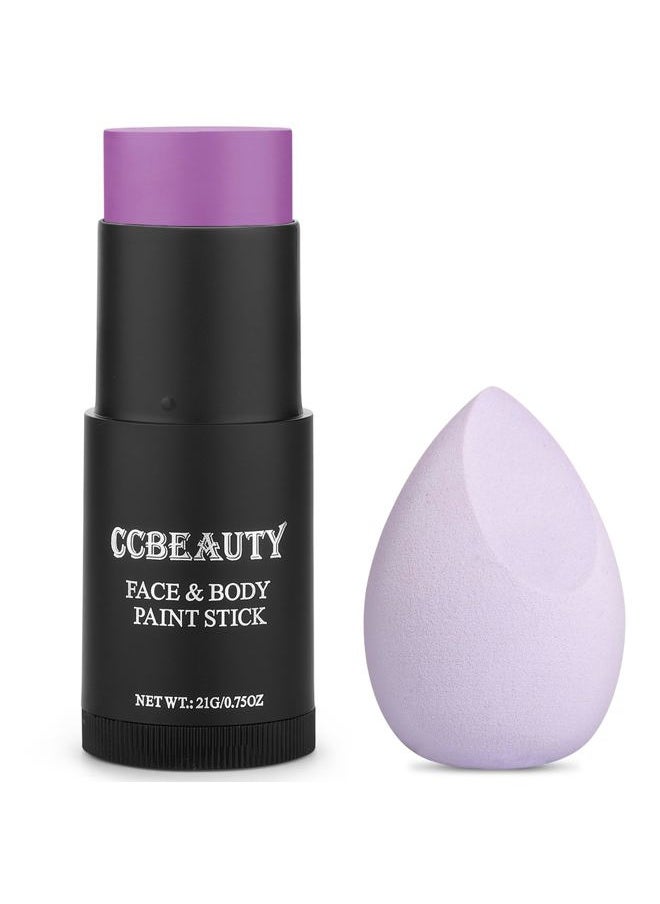 CCbeauty - Purple Face Paint Stick,Face Painting Kit,Non Toxic SFX Makeup For Ursula Widowmaker Halloween Costume Cosplay,Professional FX Body Paint,Full Coverage Painting Foundation With Makeup Sponge - Image 1