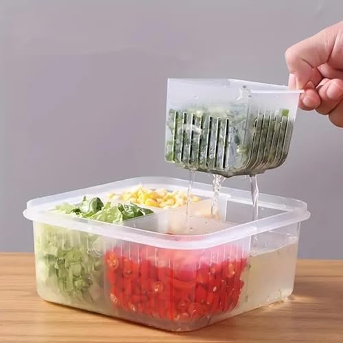 MosQuick® 4 Grid Food Storage Containers vegetable storage box for fridge - Durable Fridge Storage Boxes, Versatile fridge storage containers garlic storage container herbs saver for fridge. - Image 2