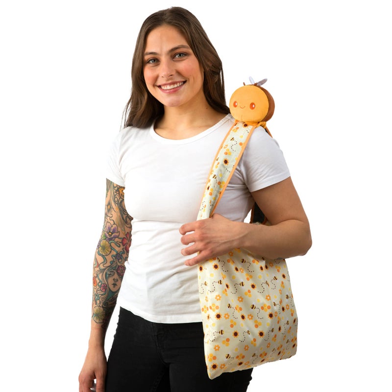TeeTurtle - Plushie Tote Bag - Yellow Bee - From the creators of the Original Reversible Octopus Plushie - Take Your Plush Pal Wherever You Go! - Image 3