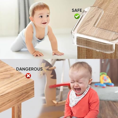 Kizlo Silicone Table Corner Protector for Baby | Baby Proofing Edge & Corner Guards | Transparent Table Corners Edge Protector | Baby Bed Protector Side Walls(Pack of 6) - Image 3