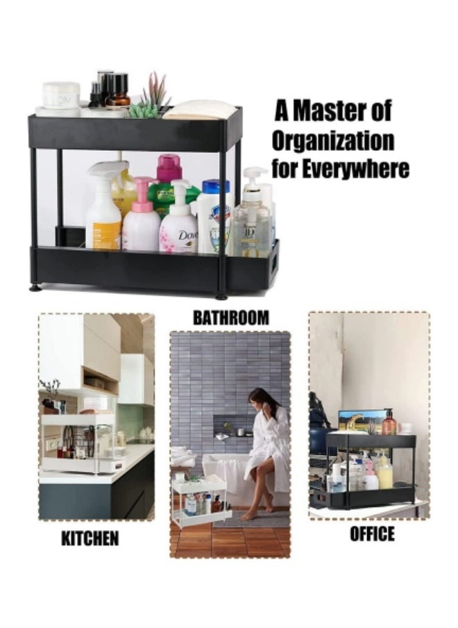 GGEROU Under Sink Organizer, Under Bathroom Sink Storage 2 Tier Organizer Bath Collection Baskets with Hooks  - Image 5