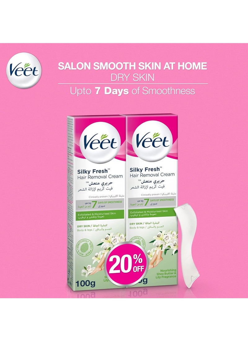 Veet Veet Silky Fresh Hair Removal Cream for Dry Skin, 100 g (Pack of 2)  - Image 5