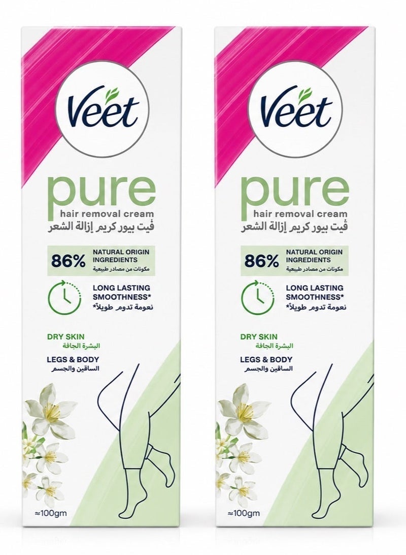 Veet Silky Fresh Hair Removal Cream for Dry Skin, 100 g (Pack of 2) - Image 1
