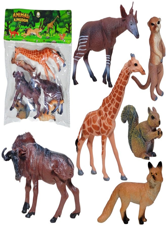 BABRO - Soft Rubber Wild Animal Toy Set for Kids | 6 Pieces Jungle Figures | Safe & Educational Play Toys for Boys & Girls - Image 1
