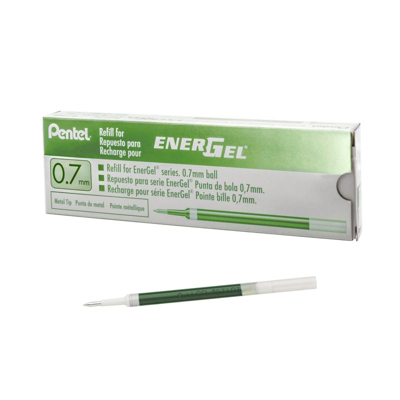 Pentel Refill Ink for EnerGel RTX Retractable Gel Pen 12 Pack 07mm Medium Point Lime Green LR7K - Image 2