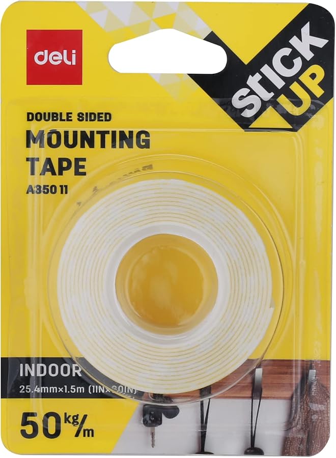 Deli Mounting Double Sided Tape, 1.5 Meter Length X 25 Mm Width - Image 1